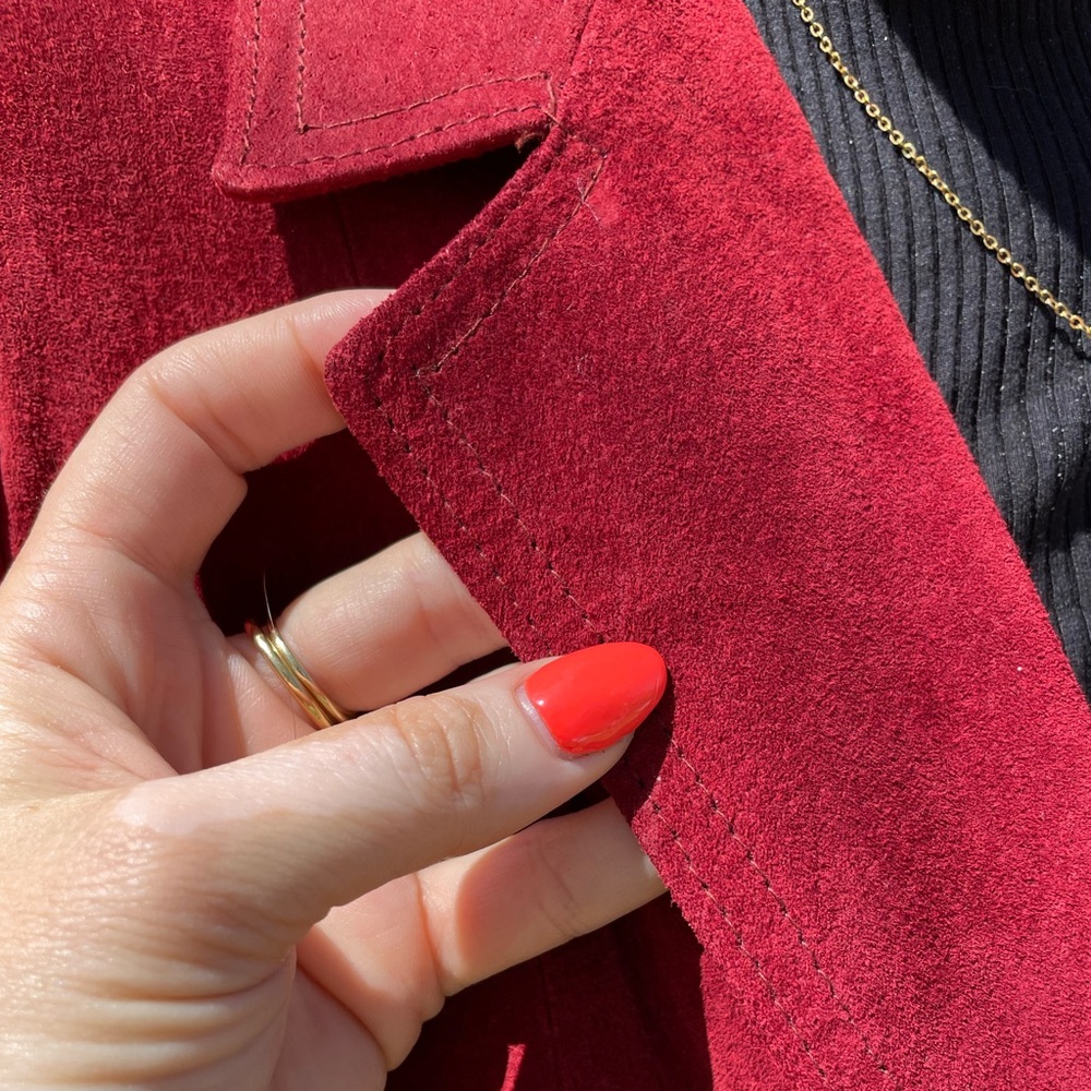 Authentic vintage 1970s? Red suede blazer jacket with satin lining - Picture 6 of 6